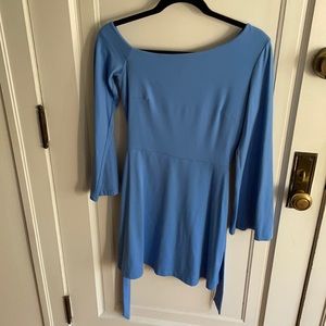 Blue One Shoulder Long Sleeve Mini Dress